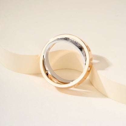 [Noble Aura jewelry]LOVE PINK GOLD SILVER DIAMOND DOUBLE RING