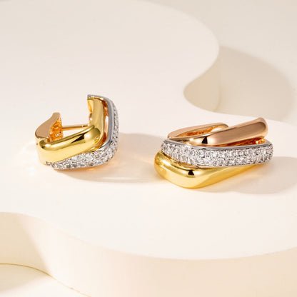 [Noble Aura jewelry]TRINITY HALF DIAMOND  CUSHION EARRINGS