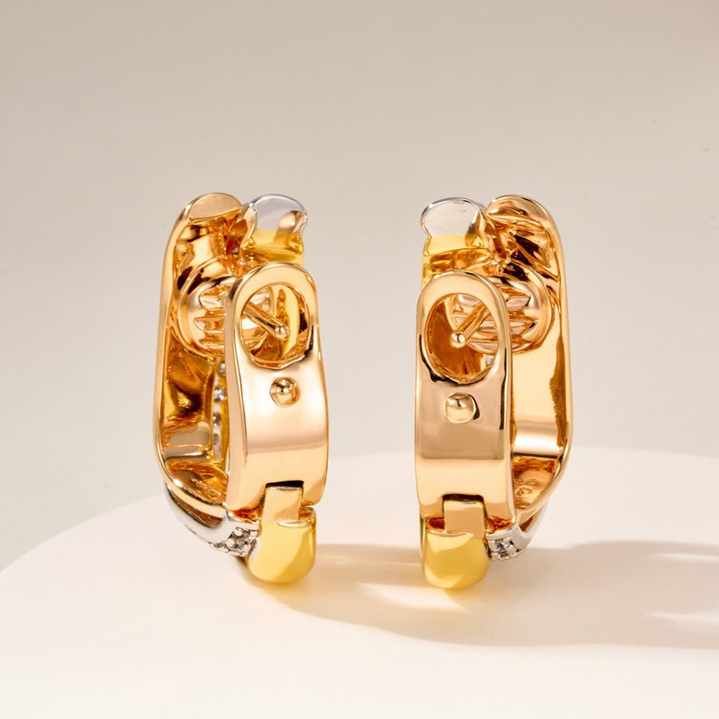 [Noble Aura jewelry]TRINITY HALF DIAMOND  CUSHION EARRINGS
