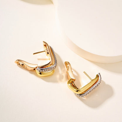 [Noble Aura jewelry]TRINITY HALF DIAMOND  CUSHION EARRINGS
