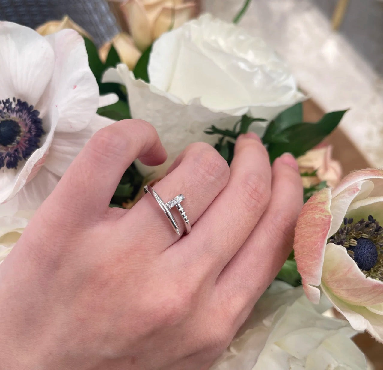 [Noble Aura jewelry]JUSTE 1.8MM HALF DIAMOND RING