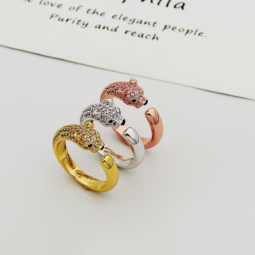 [Noble Aura jewelry]PANTHERE HALF DIAMOND SMALL RING