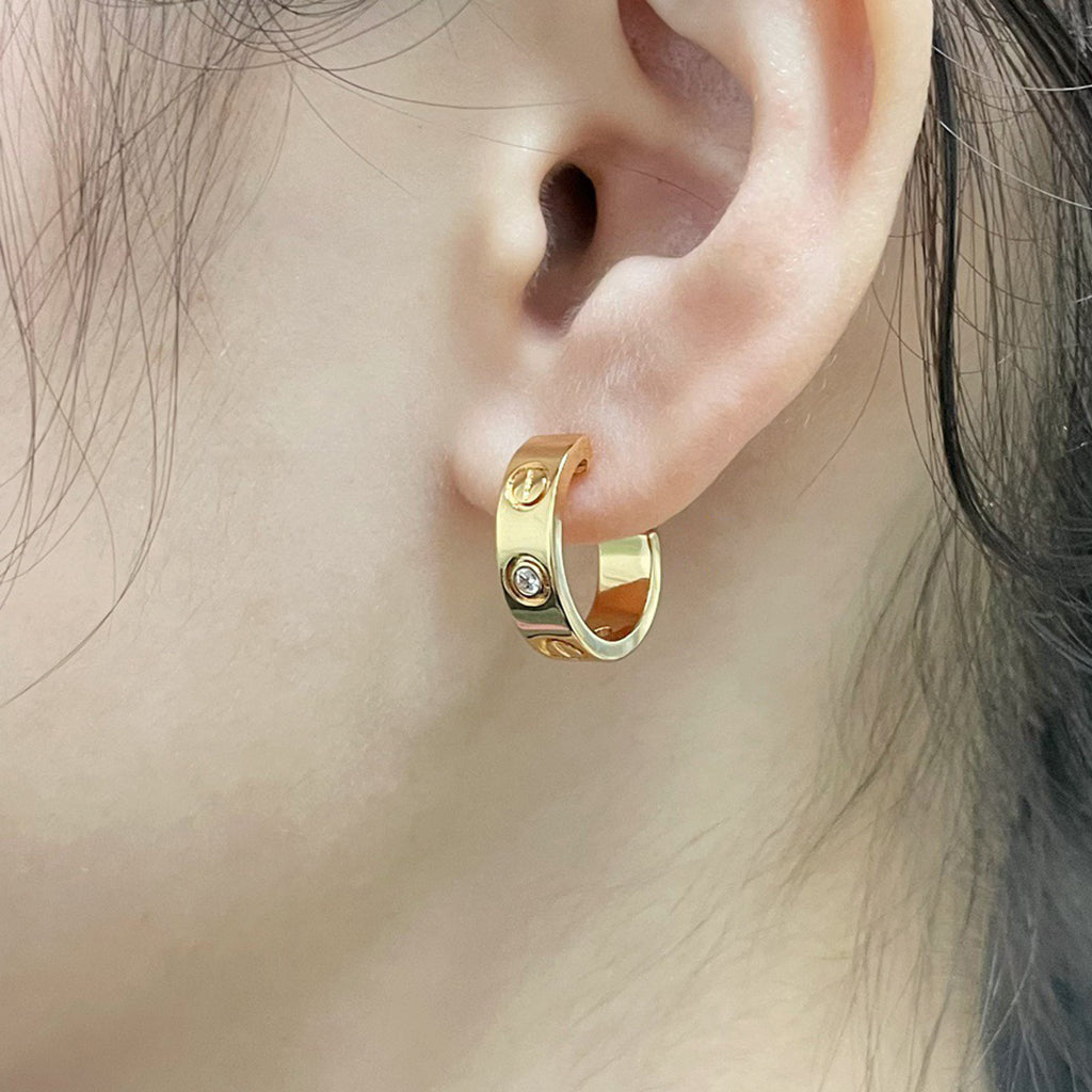 [Noble Aura jewelry]LOVE EARRINGS 5.7MM 2 DIAMONDS