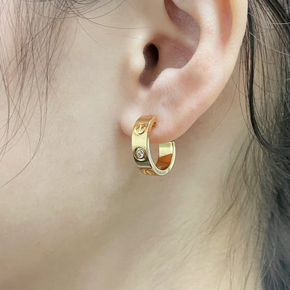 [Noble Aura jewelry]LOVE EARRINGS 5.7MM 2 DIAMONDS