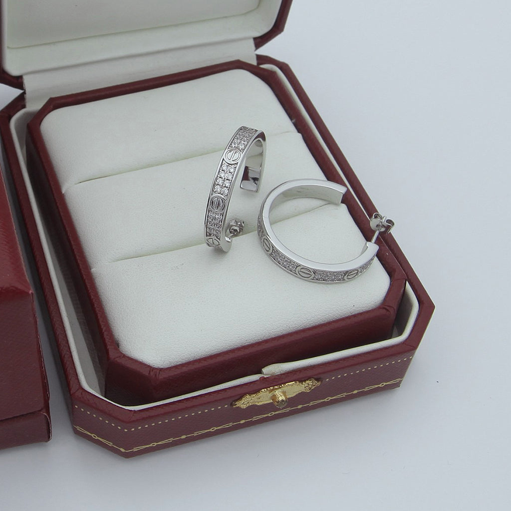 [Noble Aura jewelry]LOVE EARRINGS 3.6MM DIAMOND PAVED