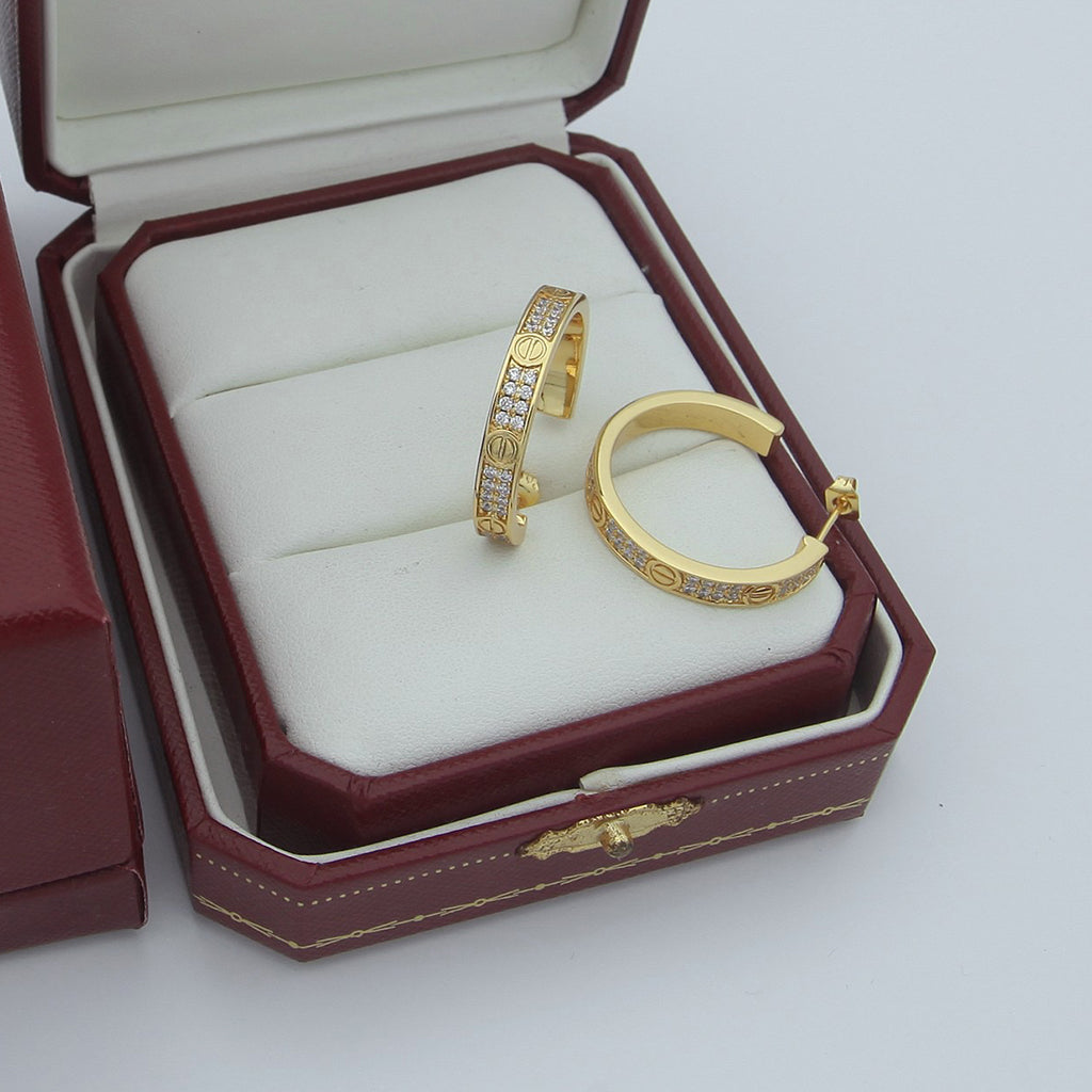 [Noble Aura jewelry]LOVE EARRINGS 3.6MM DIAMOND PAVED