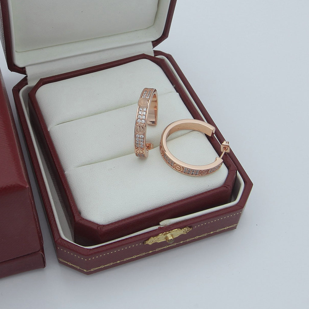 [Noble Aura jewelry]LOVE EARRINGS 3.6MM DIAMOND PAVED