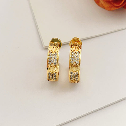 [Noble Aura jewelry]LOVE 5.5MM DIAMOND PAVED EARRINGS