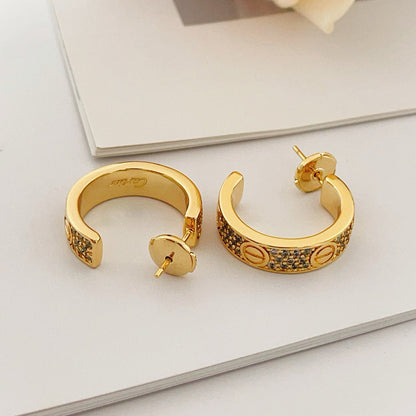 [Noble Aura jewelry]LOVE 5.5MM DIAMOND PAVED EARRINGS