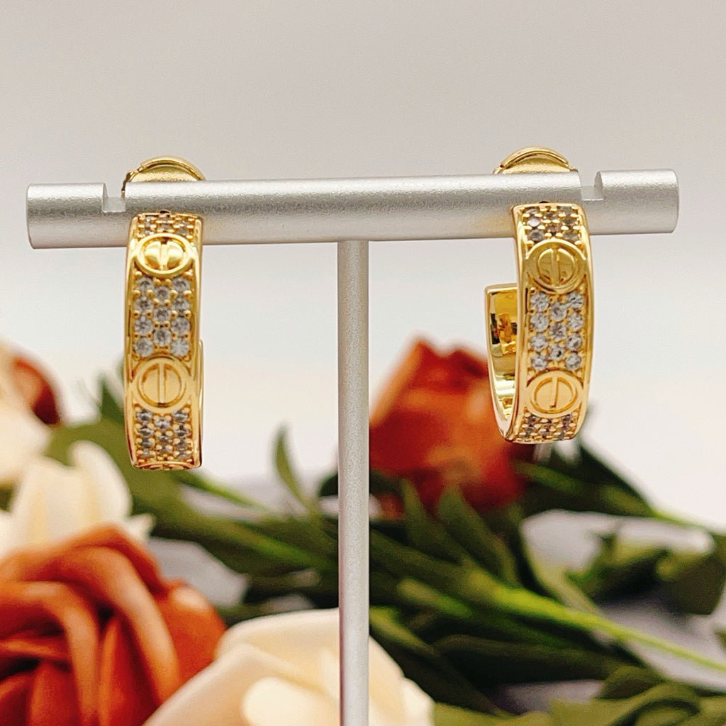 [Noble Aura jewelry]LOVE 5.5MM DIAMOND PAVED EARRINGS