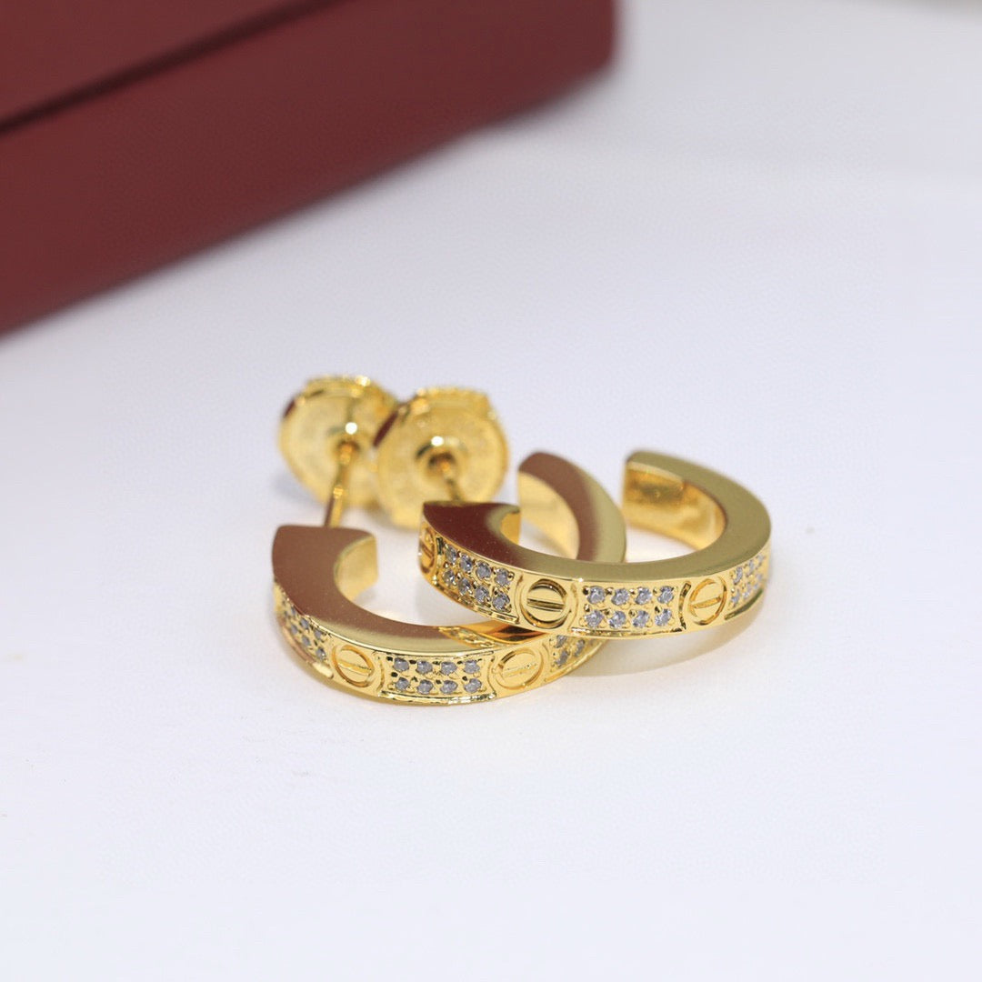 [Noble Aura jewelry]LOVE 5.5MM DIAMOND PAVED EARRINGS