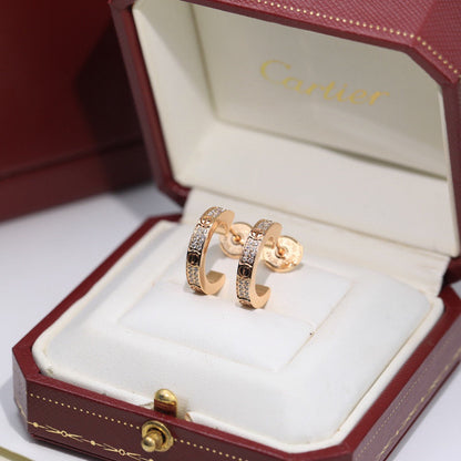 [Noble Aura jewelry]LOVE 5.5MM DIAMOND PAVED EARRINGS