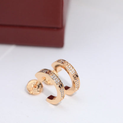 [Noble Aura jewelry]LOVE 5.5MM DIAMOND PAVED EARRINGS