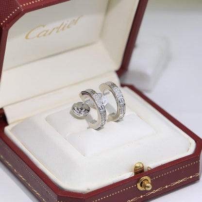 [Noble Aura jewelry]LOVE 5.5MM DIAMOND PAVED EARRINGS