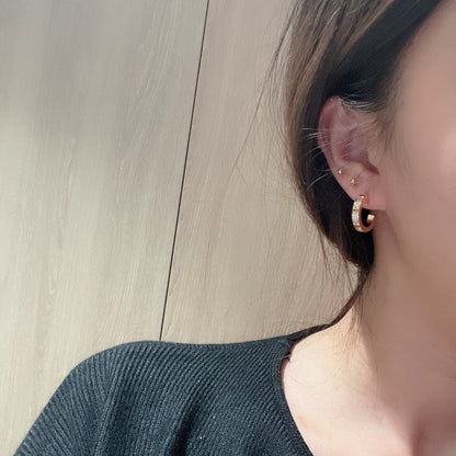 [Noble Aura jewelry]LOVE 5.5MM DIAMOND PAVED EARRINGS