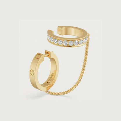 [Noble Aura jewelry]LOVE 3.0MM HALF DIAMOND EARRINGS