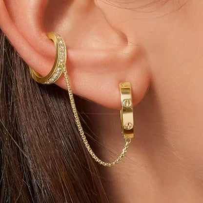 [Noble Aura jewelry]LOVE 3.0MM HALF DIAMOND EARRINGS