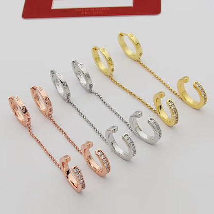 [Noble Aura jewelry]LOVE 3.0MM HALF DIAMOND EARRINGS