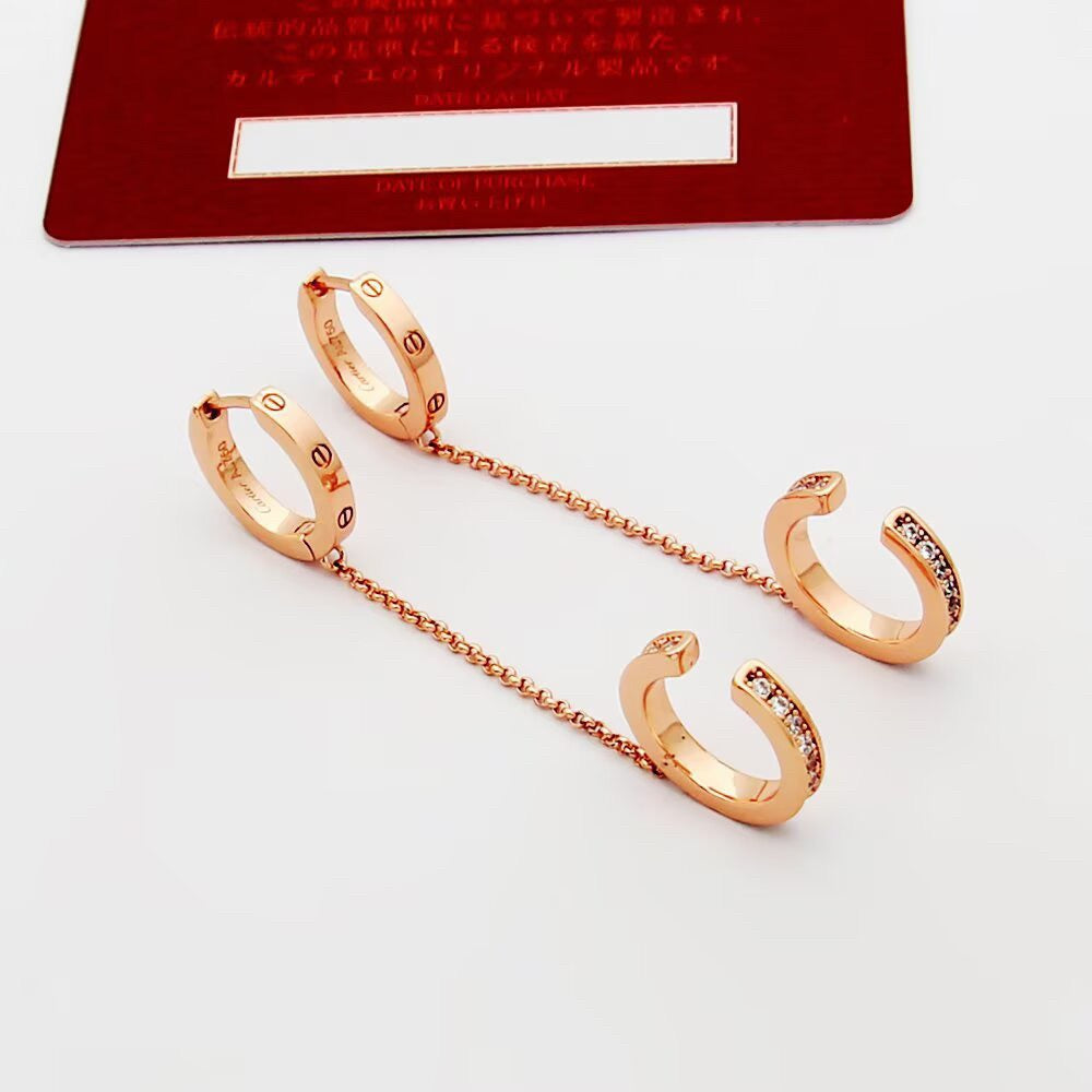 [Noble Aura jewelry]LOVE 3.0MM HALF DIAMOND EARRINGS