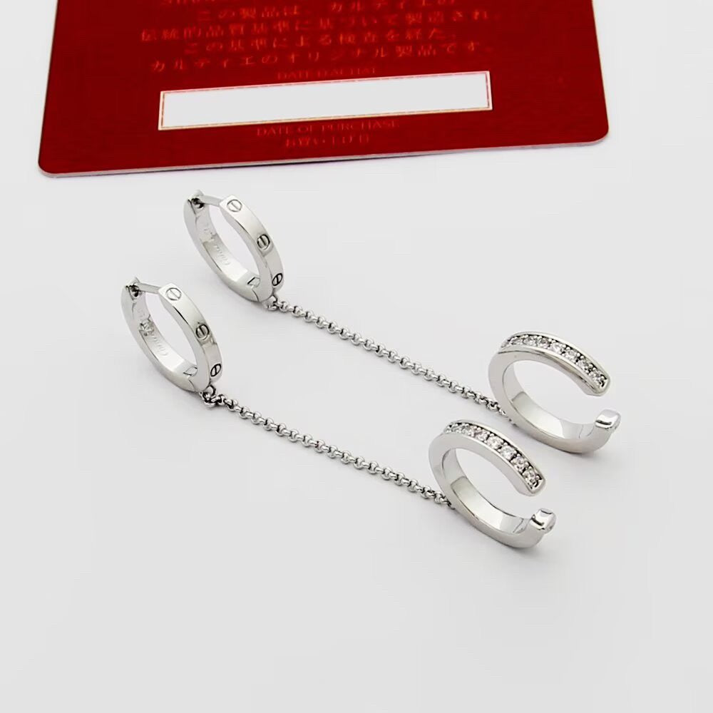 [Noble Aura jewelry]LOVE 3.0MM HALF DIAMOND EARRINGS