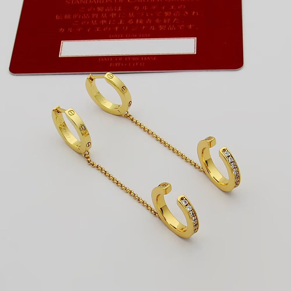 [Noble Aura jewelry]LOVE 3.0MM HALF DIAMOND EARRINGS