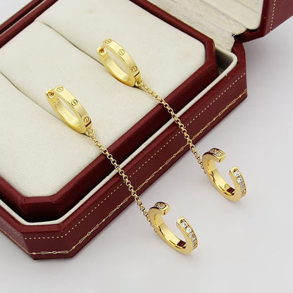 [Noble Aura jewelry]LOVE 3.0MM HALF DIAMOND EARRINGS