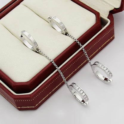 [Noble Aura jewelry]LOVE 3.0MM HALF DIAMOND EARRINGS