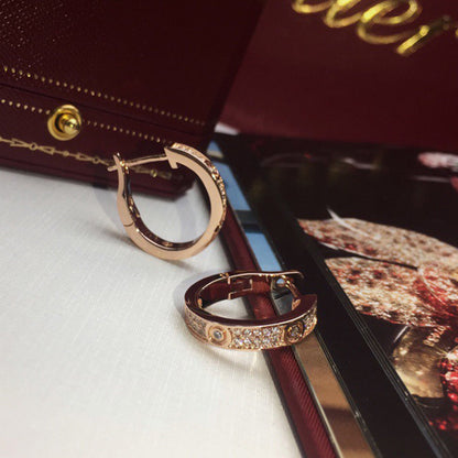 [Noble Aura jewelry]LOVE 5.5MM DIAMOND PAVED EARRINGS