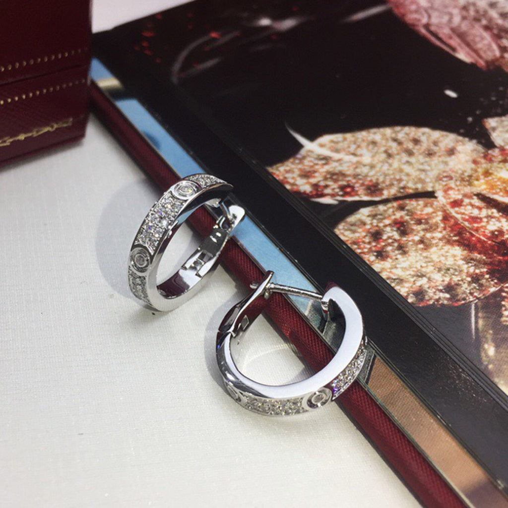 [Noble Aura jewelry]LOVE 5.5MM DIAMOND PAVED EARRINGS