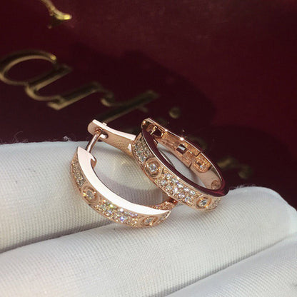 [Noble Aura jewelry]LOVE 5.5MM DIAMOND PAVED EARRINGS
