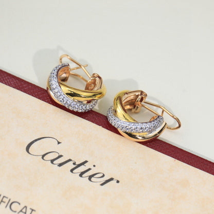 [Noble Aura jewelry]TRINITY HALF DIAMOND  CLASSIC EARRINGS