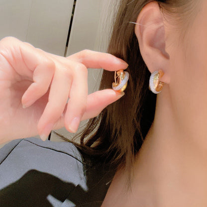 [Noble Aura jewelry]TRINITY HALF DIAMOND  CLASSIC EARRINGS