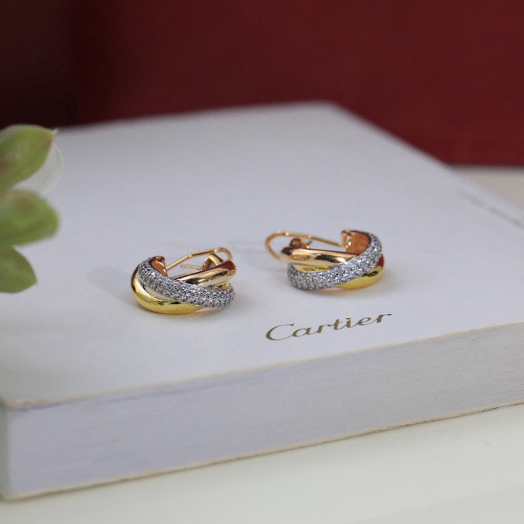 [Noble Aura jewelry]TRINITY HALF DIAMOND  CLASSIC EARRINGS