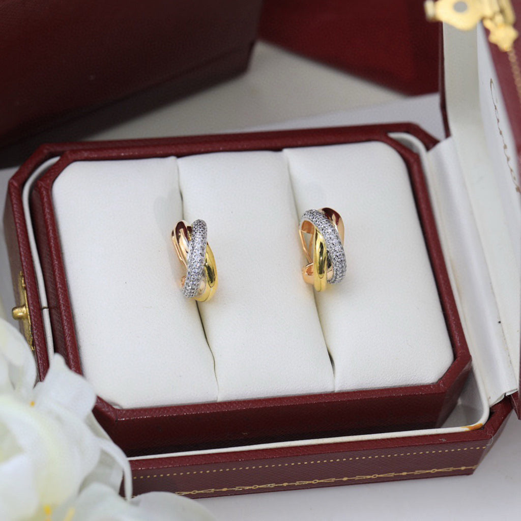 [Noble Aura jewelry]TRINITY HALF DIAMOND  CLASSIC EARRINGS