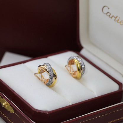 [Noble Aura jewelry]TRINITY HALF DIAMOND  CLASSIC EARRINGS