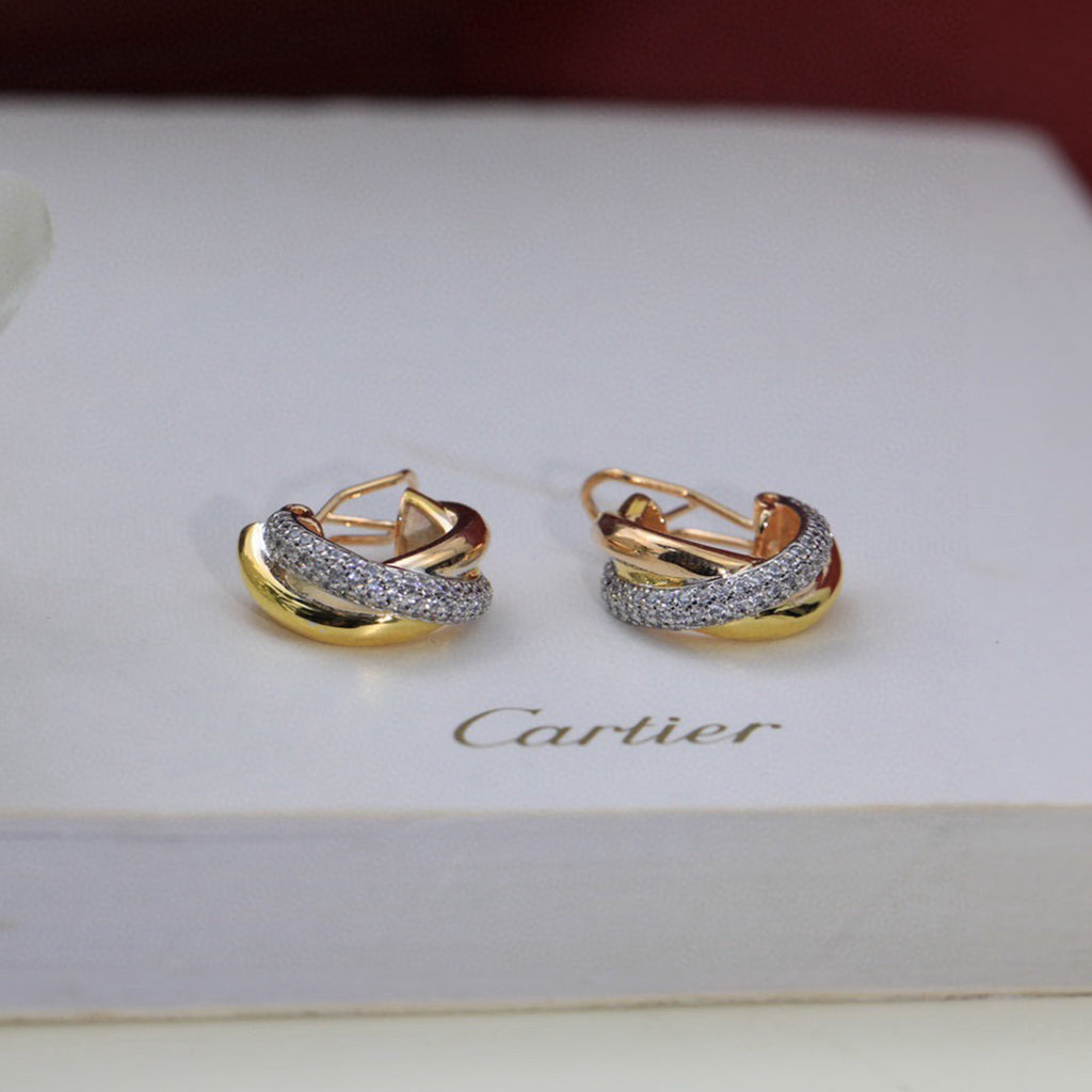 [Noble Aura jewelry]TRINITY HALF DIAMOND  CLASSIC EARRINGS