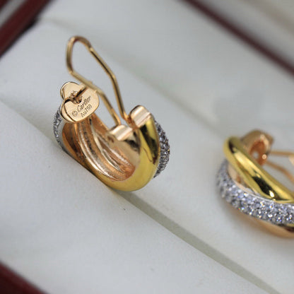 [Noble Aura jewelry]TRINITY HALF DIAMOND  CLASSIC EARRINGS