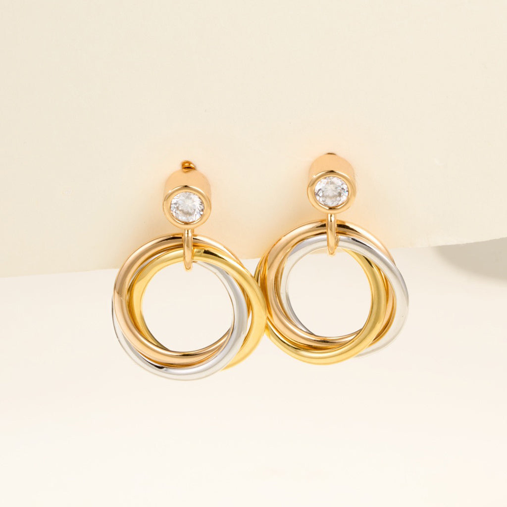 [Noble Aura jewelry]TRINITY ON DIAMOND  EARRINGS