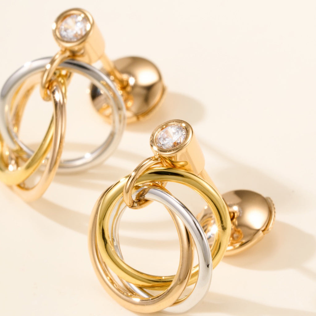 [Noble Aura jewelry]TRINITY ON DIAMOND  EARRINGS