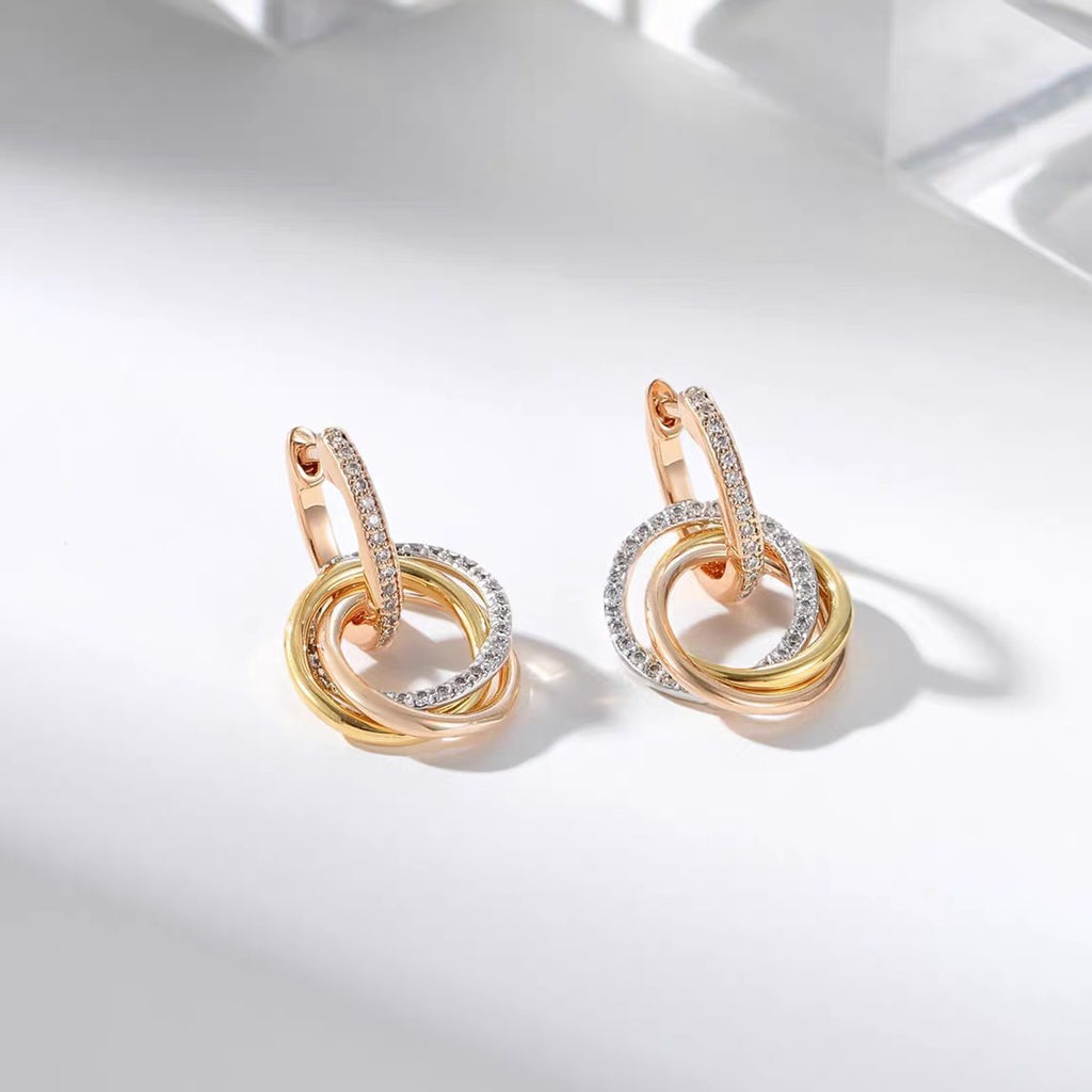 [Noble Aura jewelry]TRINITY HALF DIAMOND  EARRINGS
