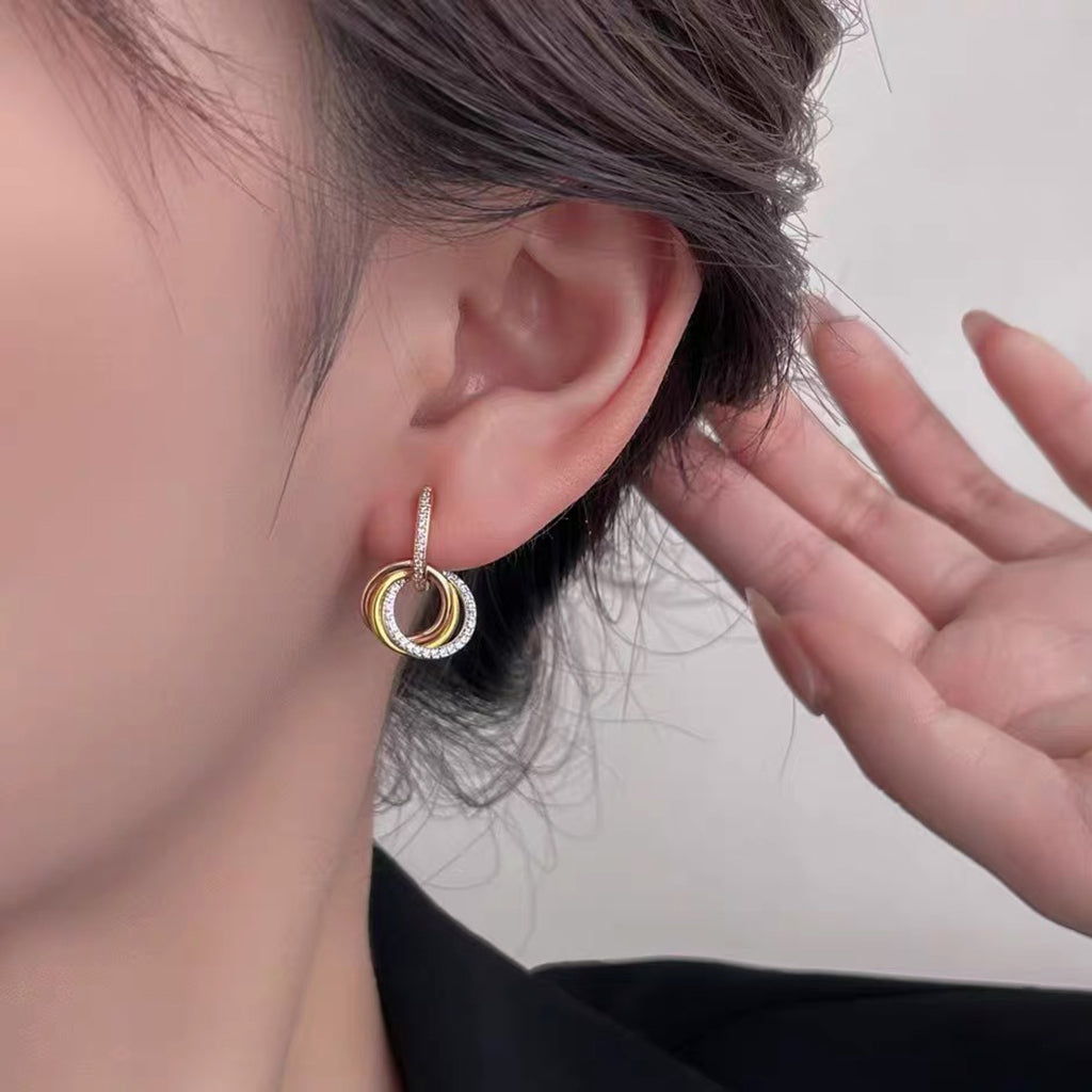 [Noble Aura jewelry]TRINITY HALF DIAMOND  EARRINGS