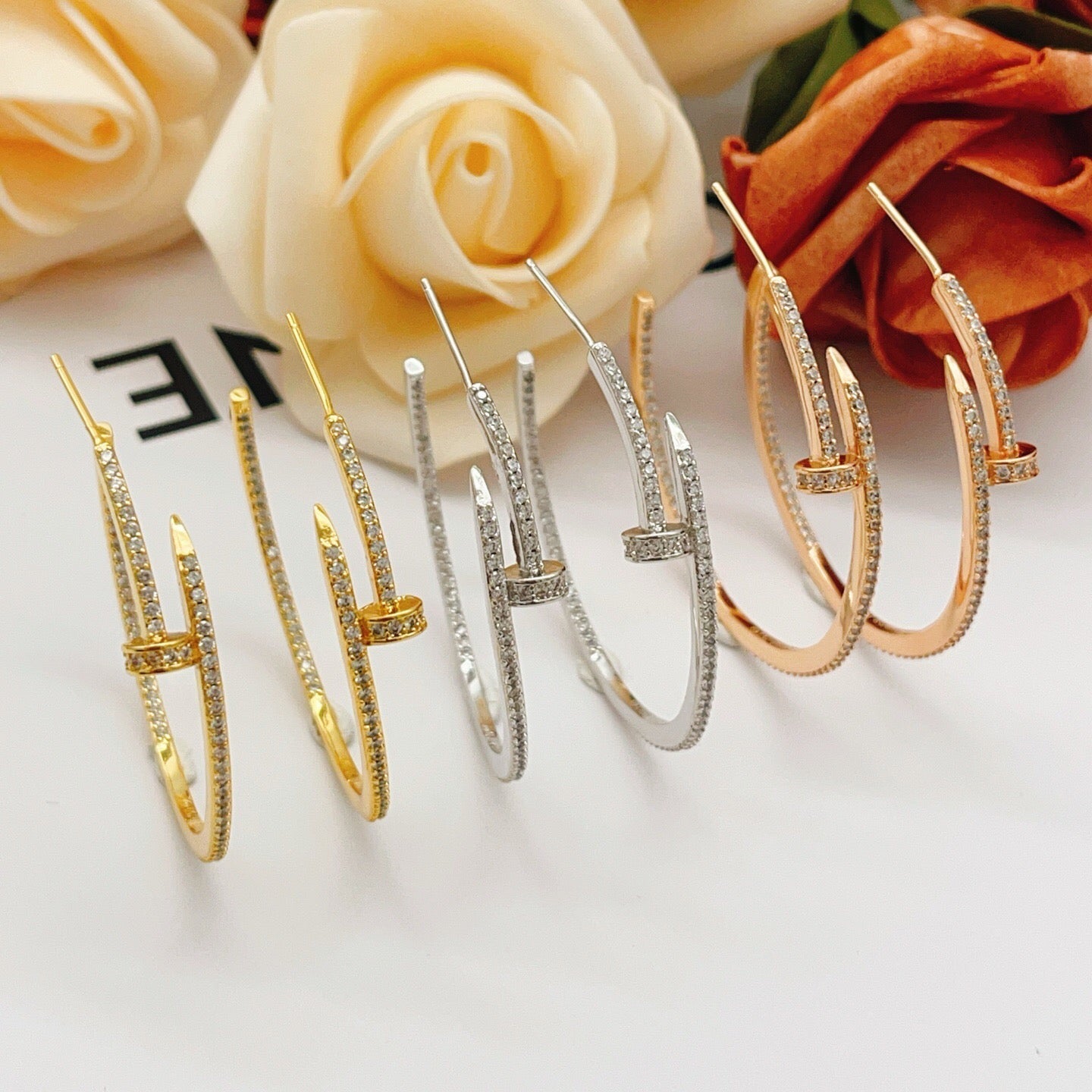 [Noble Aura jewelry]JUSTE FULL DIAMOND LARGE EARRINGS