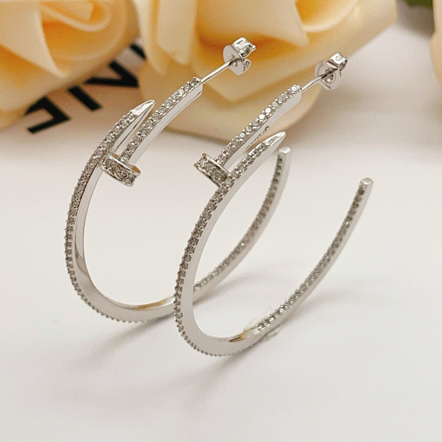 [Noble Aura jewelry]JUSTE FULL DIAMOND LARGE EARRINGS