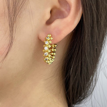 [Noble Aura jewelry]CLASH FULL DIAMOND MEDIUM EARRINGS
