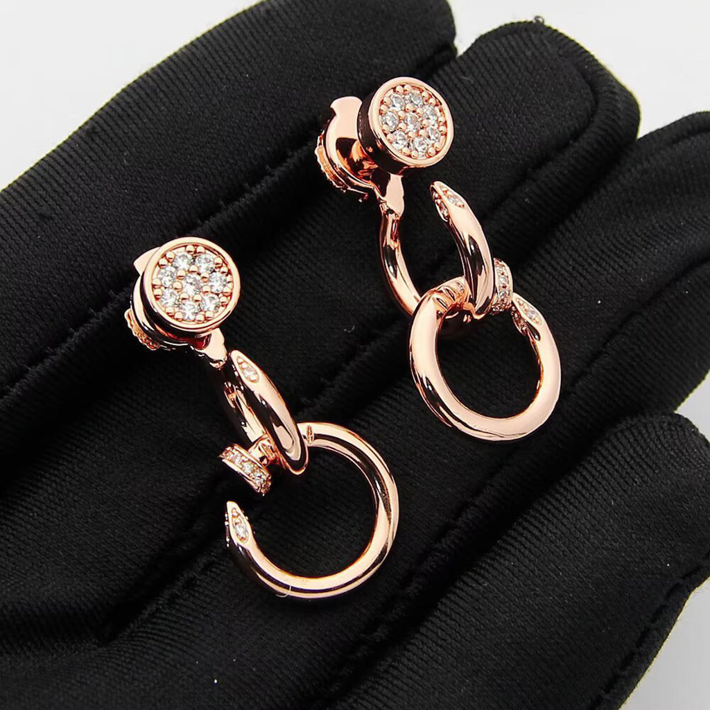 [Noble Aura jewelry]JUSTE HALF DIAMOND DOUBLE EARRINGS