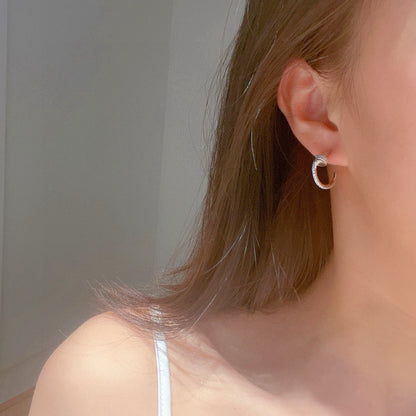 [Noble Aura jewelry]JUSTE FULL DIAMOND DOUBLE EARRINGS