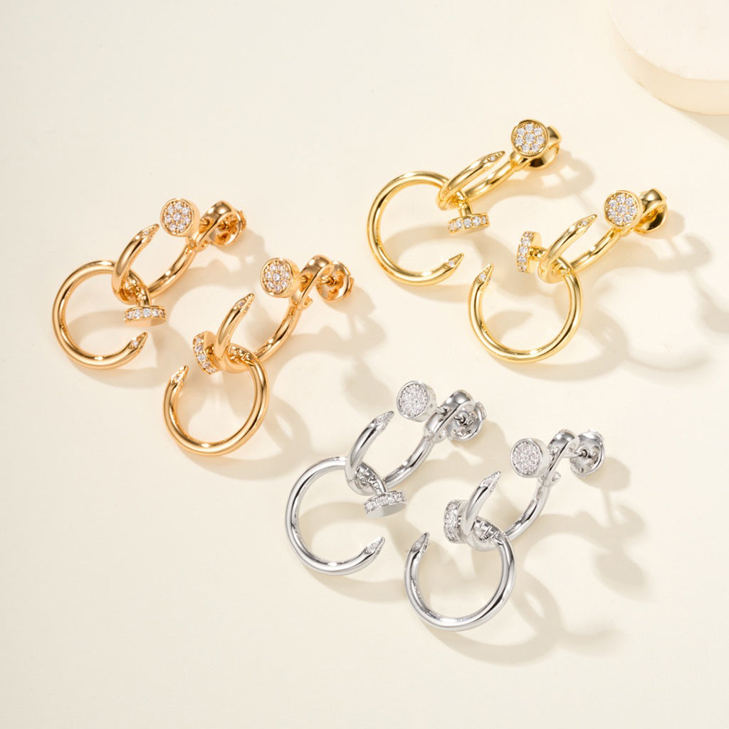 [Noble Aura jewelry]JUSTE HALF DIAMOND DOUBLE EARRINGS
