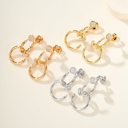 [Noble Aura jewelry]JUSTE HALF DIAMOND DOUBLE EARRINGS