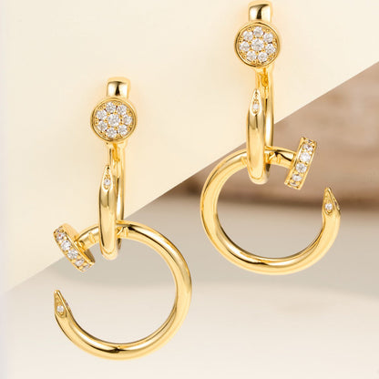 [Noble Aura jewelry]JUSTE HALF DIAMOND DOUBLE EARRINGS