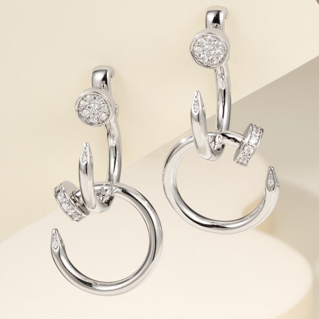 [Noble Aura jewelry]JUSTE HALF DIAMOND DOUBLE EARRINGS